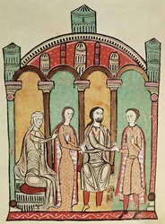 Liber Feudorum: äktenskapsscen (Anon), Spanska skolan 1100-talet